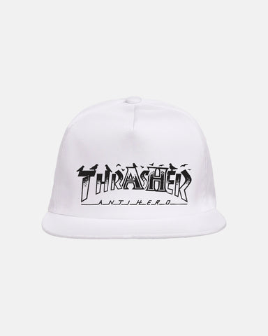 Thrasher x Anti-Hero - Pigeon Mag Snapback [White]