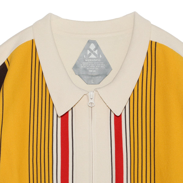 Muraspo - Tech Knit Striped Zip Cardigan [Cream]