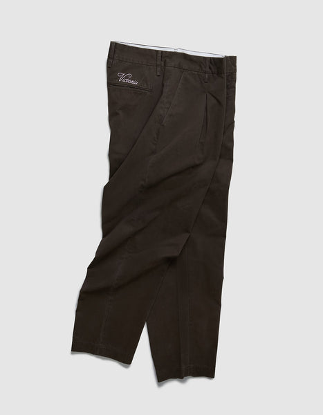 Victoria - Inverted Pleats Chino Pants [WASHED CHOCOLATE]