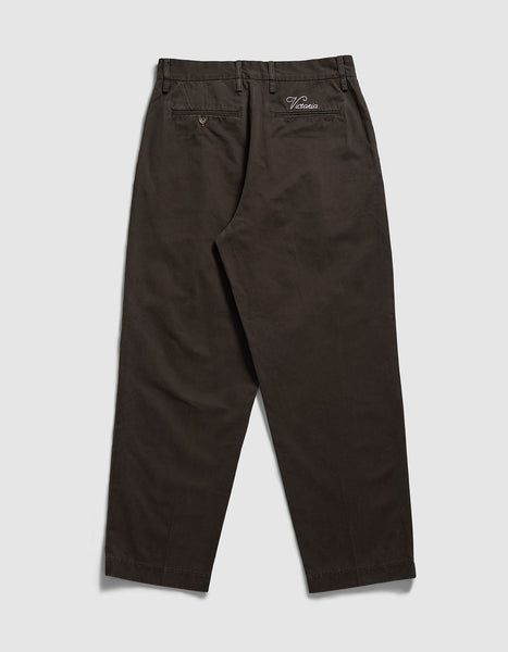 Victoria - Inverted Pleats Chino Pants [WASHED CHOCOLATE]