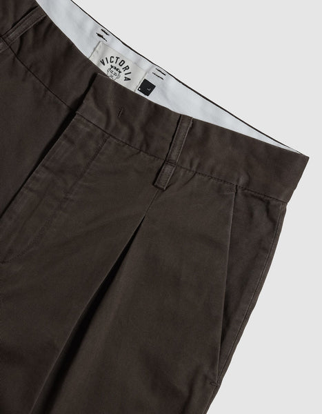 Victoria - Inverted Pleats Chino Pants [WASHED CHOCOLATE]