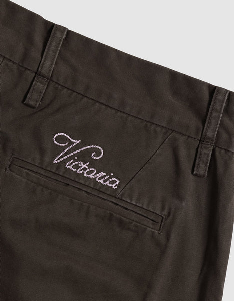 Victoria - Inverted Pleats Chino Pants [WASHED CHOCOLATE]