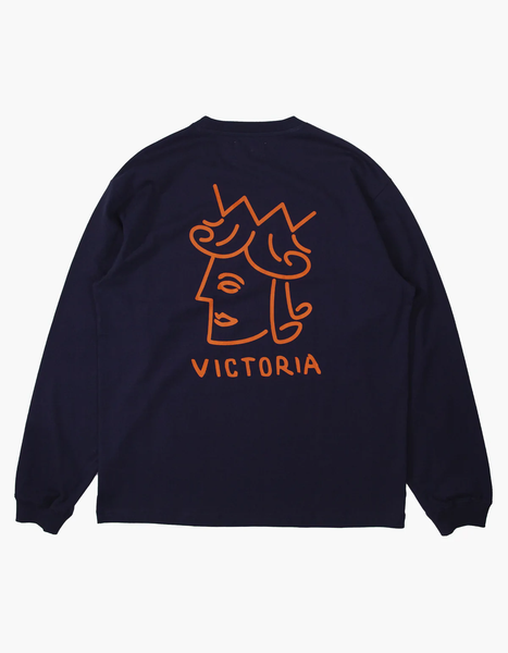 VICTORIA - Queenhead Logo L/S Tee NAVY