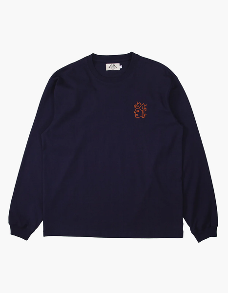 VICTORIA - Queenhead Logo L/S Tee NAVY